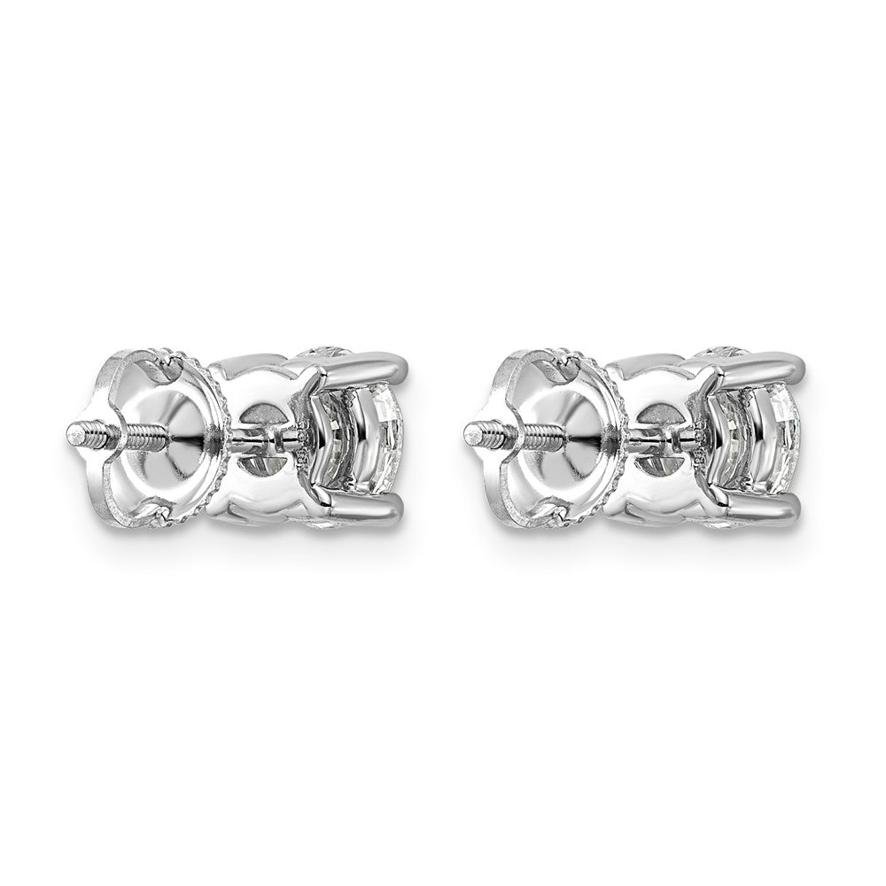 LGWE 14k White Gold 2 carat Lab Grown Diamond VS+ F+ Round Complete Four Prong Screwback Heavyweight Stud Earrings