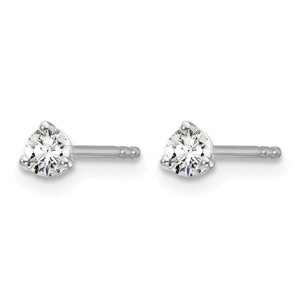 LGWE 14k White Gold 1/5 carat Lab Grown Diamond VS+ F+ Round Complete Three Prong Stud Earrings