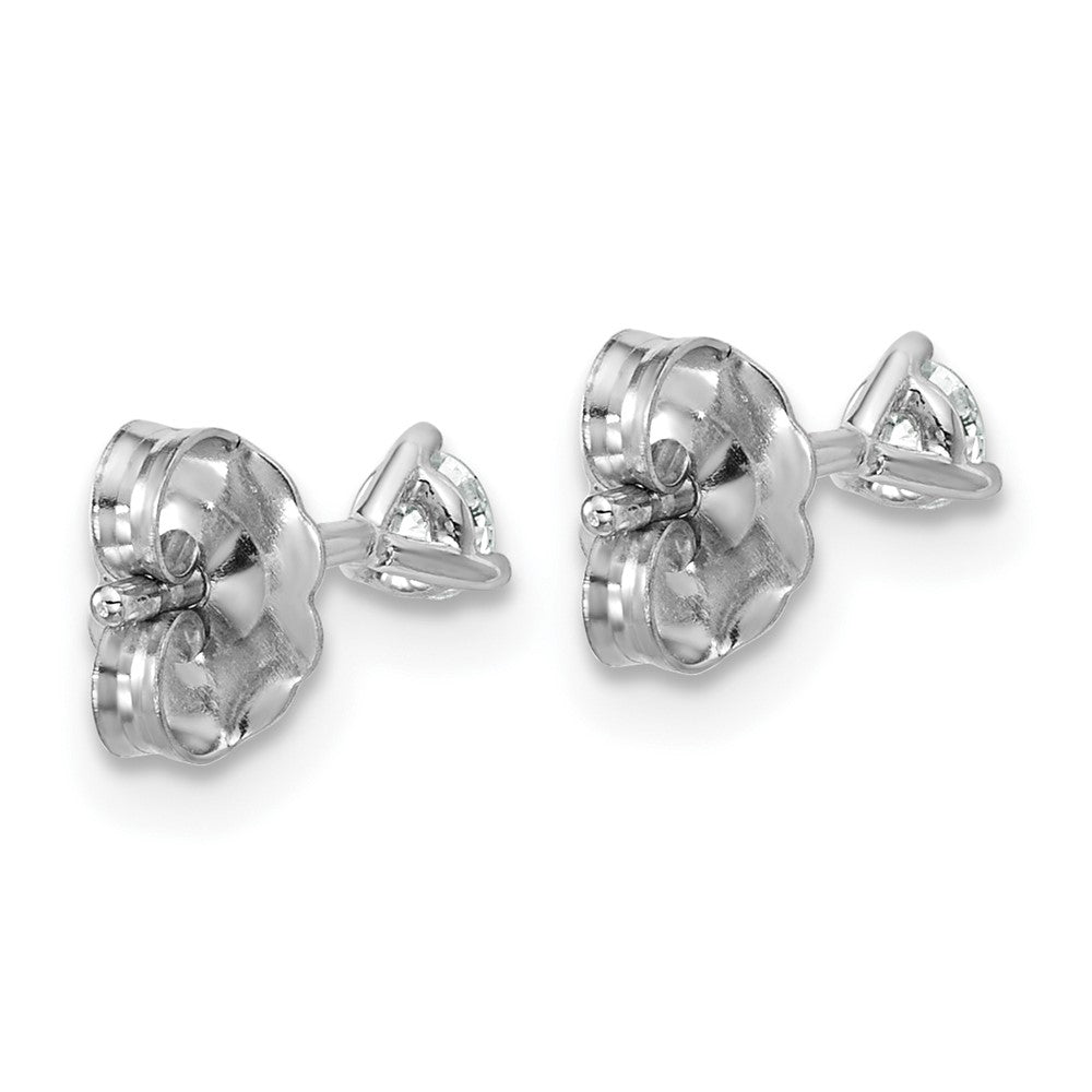 LGWE 14k White Gold 1/5 carat Lab Grown Diamond VS+ F+ Round Complete Three Prong Stud Earrings