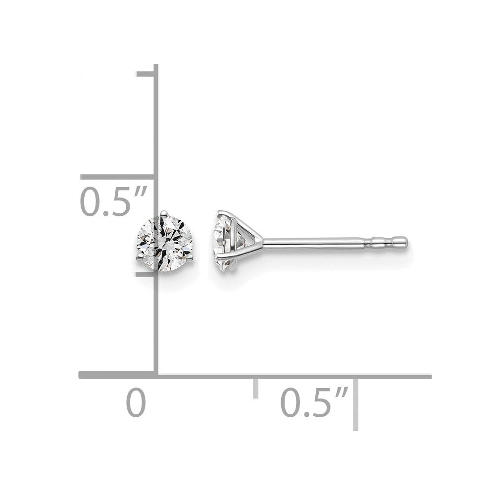 LGWE 14k White Gold 3/8 carat Lab Grown Diamond VS+ F+ Round Complete Three Prong Stud Earrings