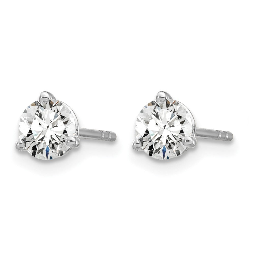 LGWE 14k White Gold 3/4 carat Certified Lab Grown Diamond VS+ F+ Round Complete Three Prong Stud Earrings
