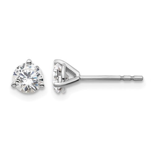 LGWE 14k White Gold 3/4 carat Certified Lab Grown Diamond VS+ F+ Round Complete Three Prong Stud Earrings