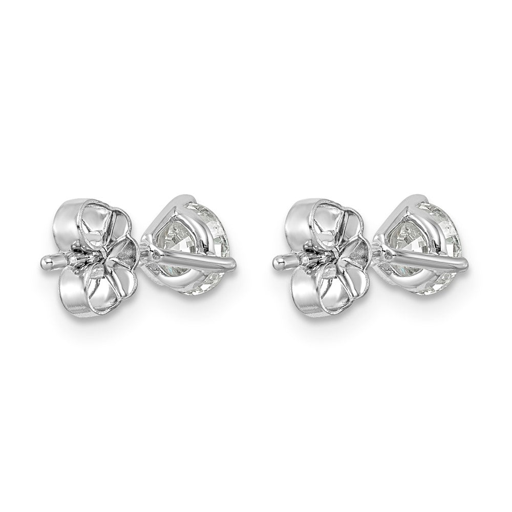 LGWE 14k White Gold 1 carat Lab Grown Diamond VS+ F+ Round Complete Three Prong Stud Earrings