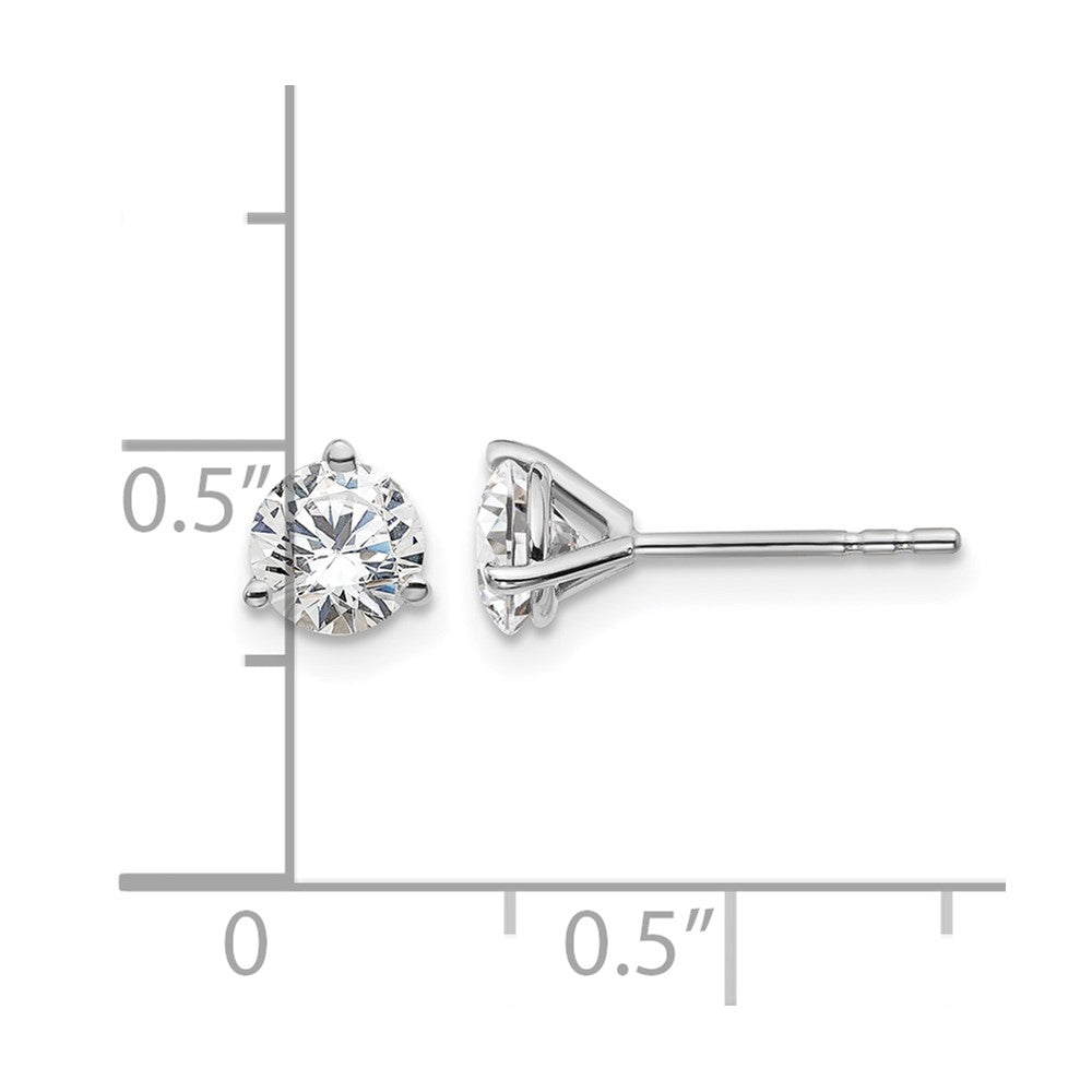 LGWE 14k White Gold 1 carat Lab Grown Diamond VS+ F+ Round Complete Three Prong Stud Earrings