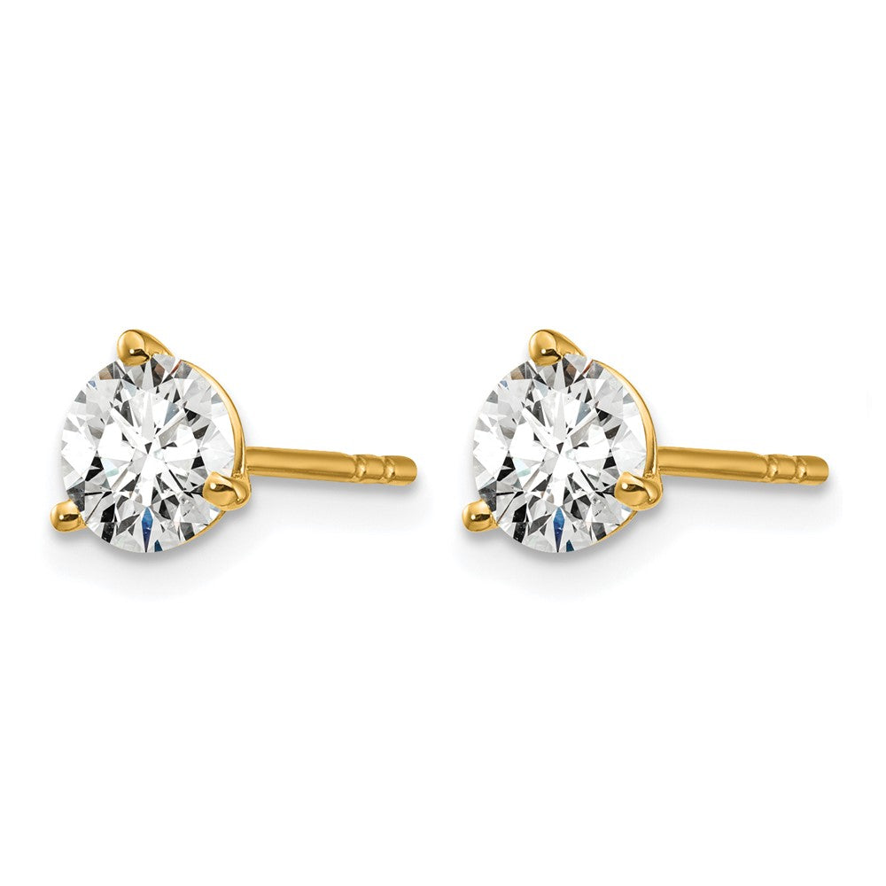 LGYE 14k 1 carat Lab Grown Diamond VS+ F+ Round Complete Three Prong Stud Earrings