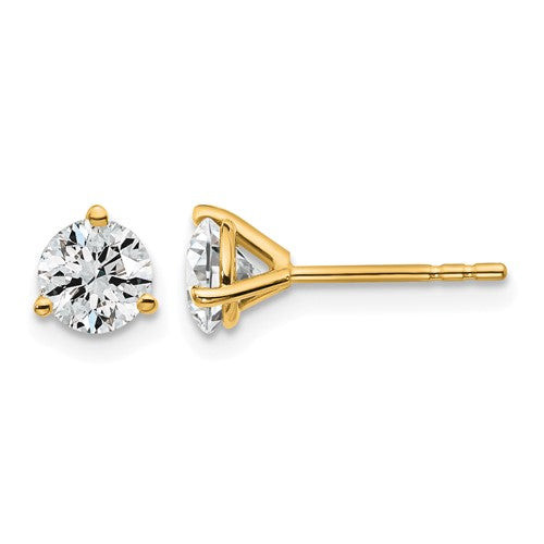 LGYE 14k 1 carat Lab Grown Diamond VS+ F+ Round Complete Three Prong Stud Earrings
