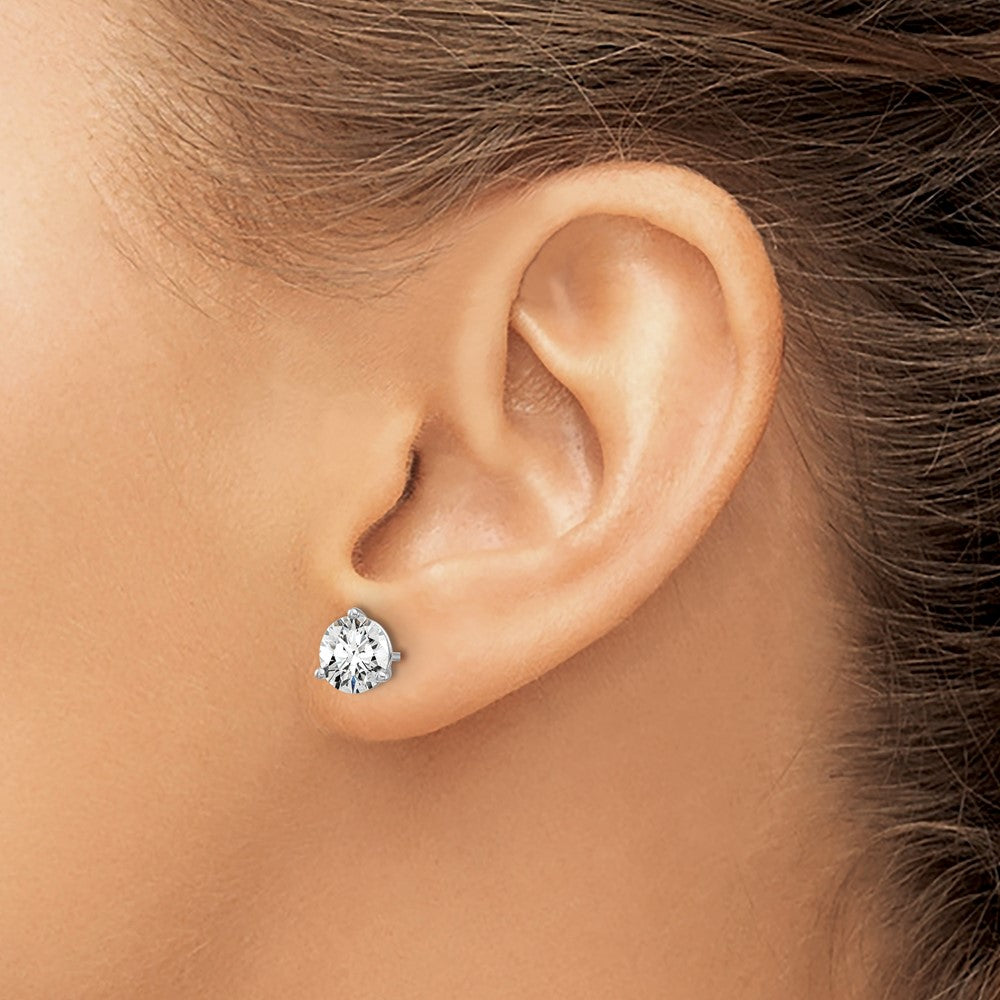 LGWE 14k White Gold 1 1/2 carat Certified Lab Grown Diamond VS/SI+ G+ Round Complete Three Prong Stud Earrings