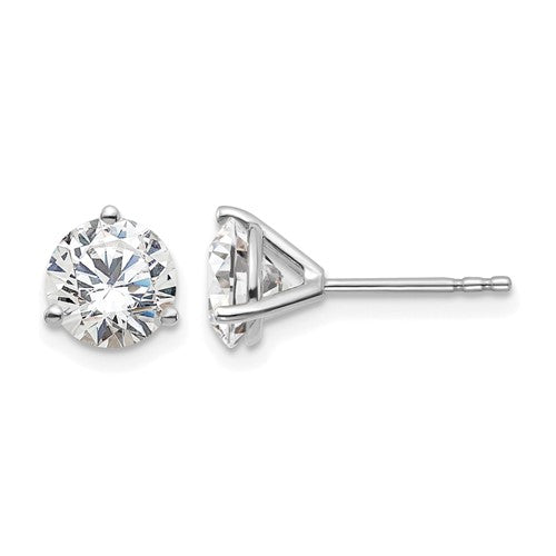 LGWE 14k White Gold 1 3/4 carat Lab Grown Diamond VS+ F+ Round Three Prong Complete Stud Earrings