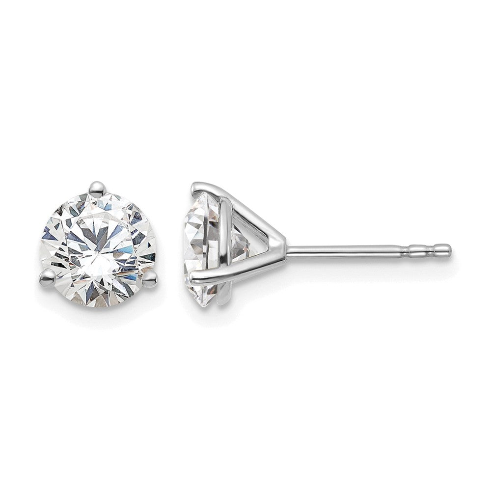 LGWE 14k White Gold 1 3/4 carat Lab Grown Diamond VS/SI+ G+ Round Three Prong Complete Stud Earrings