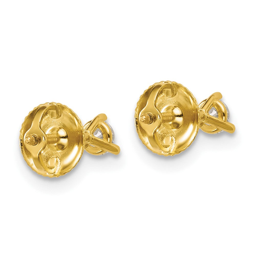LGYE 14k Yellow Gold 1/5 ctw Lab Grown Diamond VS+ F+ Round 3 Prong Heavy Wt. Screwback Stud Earrings