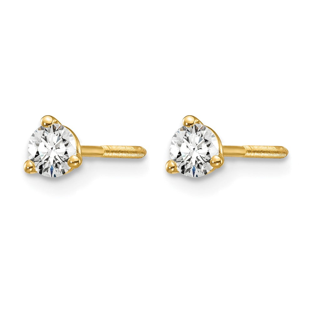 LGYE 14k 1/4 carat Lab Grown Diamond VS+ F+ Round Complete Three Prong Screwback Stud Earrings