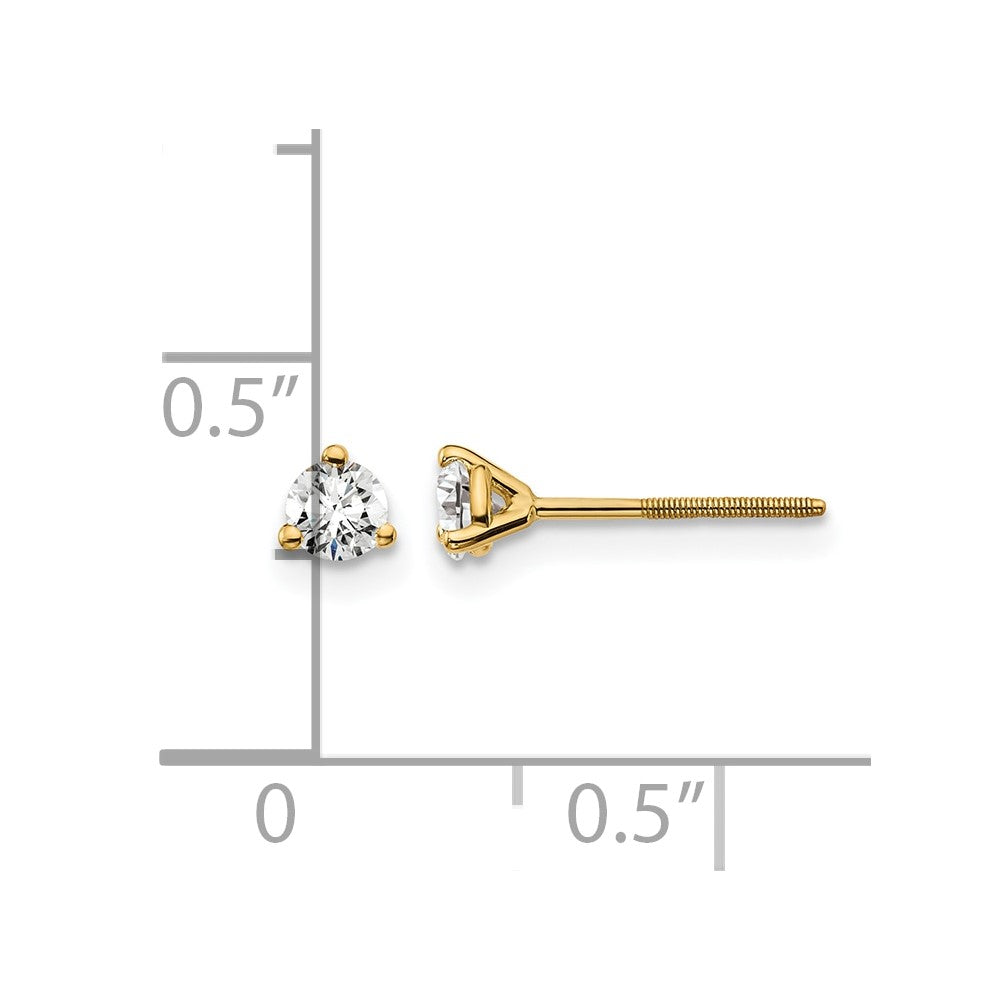 LGYE 14k 1/4 carat Lab Grown Diamond VS+ F+ Round Complete Three Prong Screwback Stud Earrings