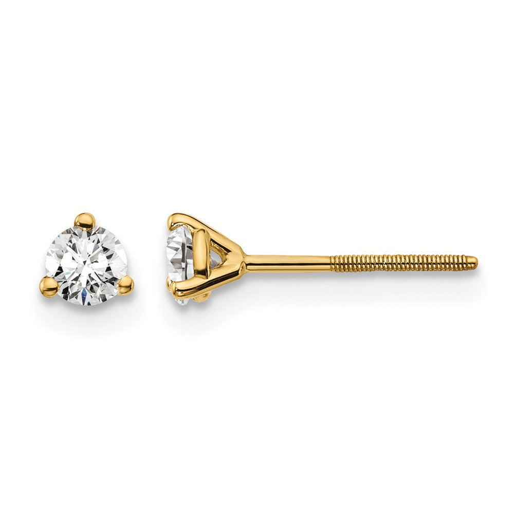 LGYE 14k 1/4 carat Lab Grown Diamond VS+ F+ Round Complete Three Prong Screwback Stud Earrings