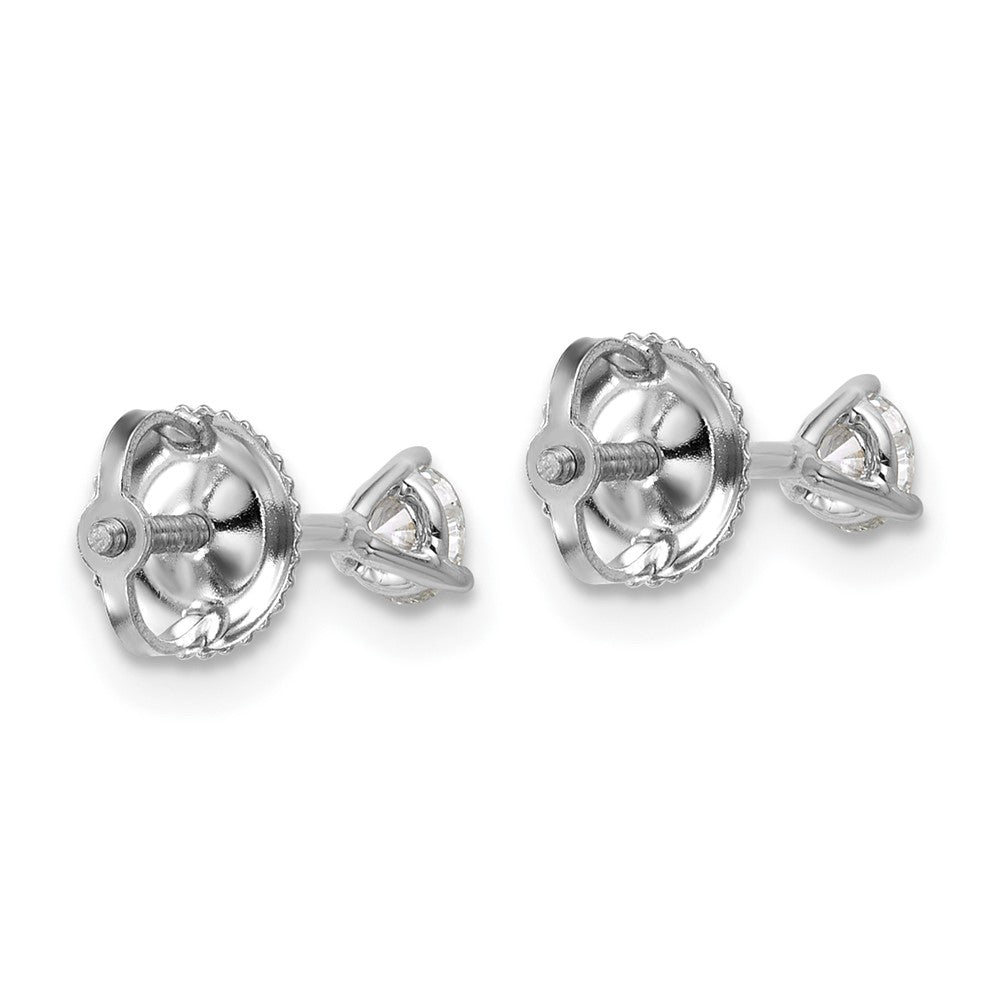 LGWE 14k White Gold 1/3 carat Lab Grown Diamond VS/SI+ G+ Round Complete Three Prong Screwback Stud Earrings