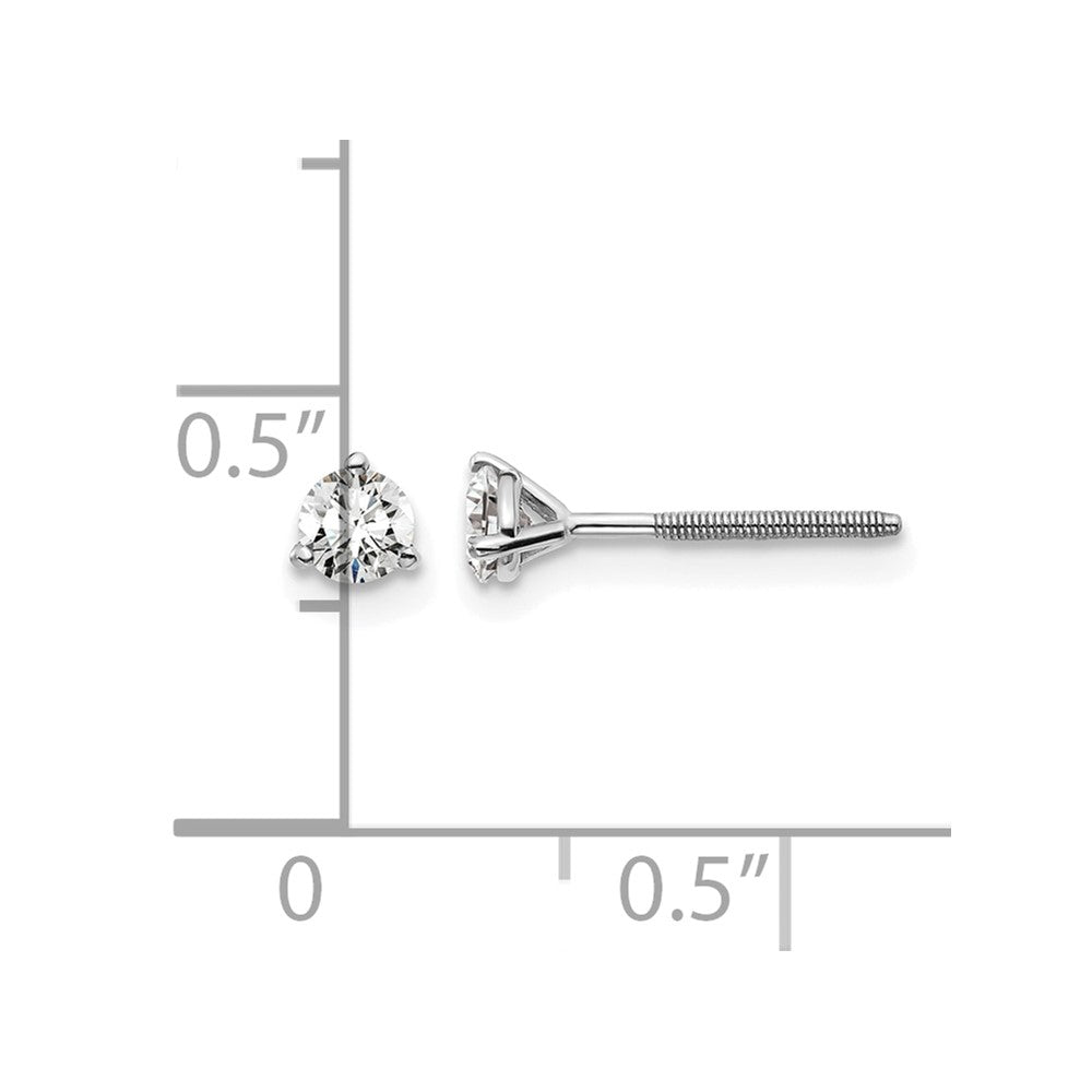LGWE 14k White Gold 1/3 carat Lab Grown Diamond VS/SI+ G+ Round Complete Three Prong Screwback Stud Earrings