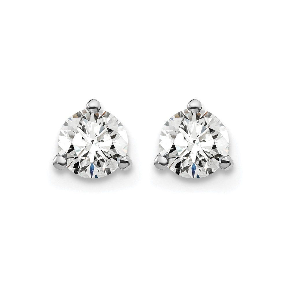 LGWE 14k White Gold 1/2 carat Lab Grown Diamond VS/SI+ G+ Round Complete Three Prong Screwback Stud Earrings