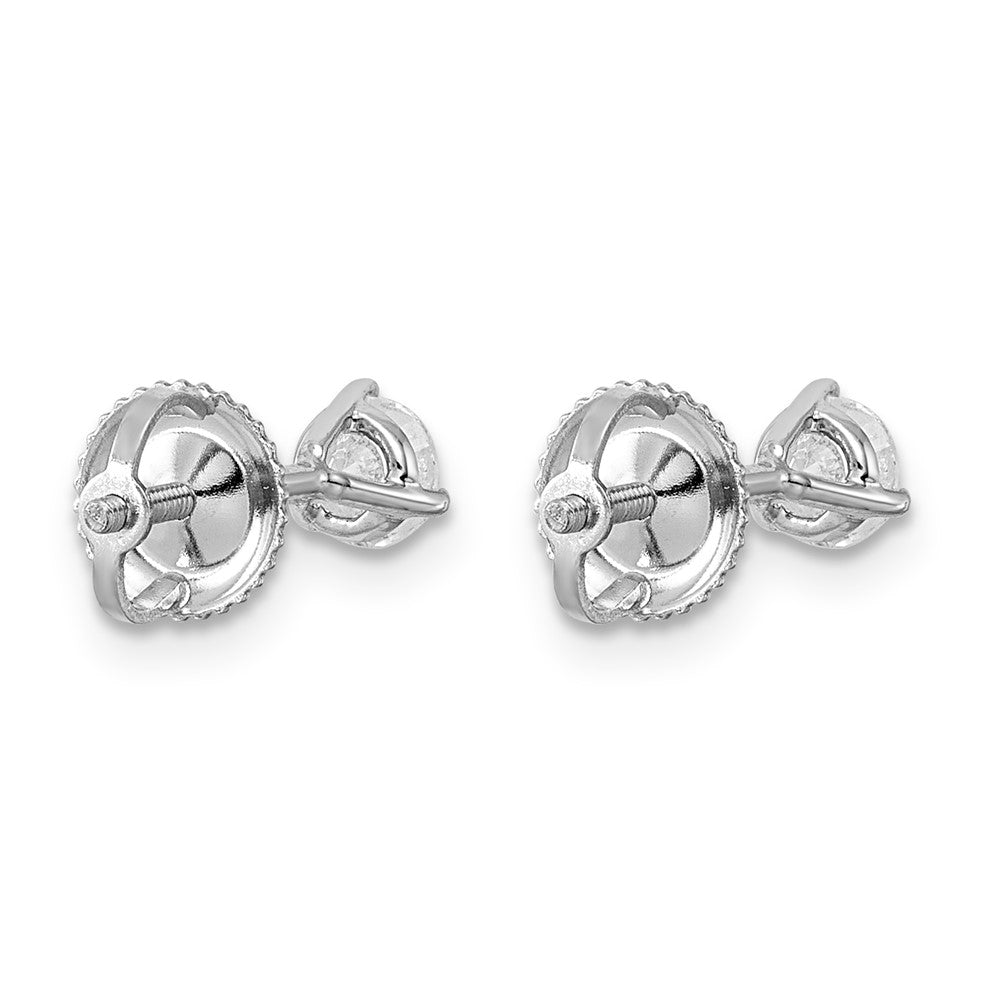 LGWE 14k White Gold 1/2 carat Lab Grown Diamond VS/SI+ G+ Round Complete Three Prong Screwback Stud Earrings
