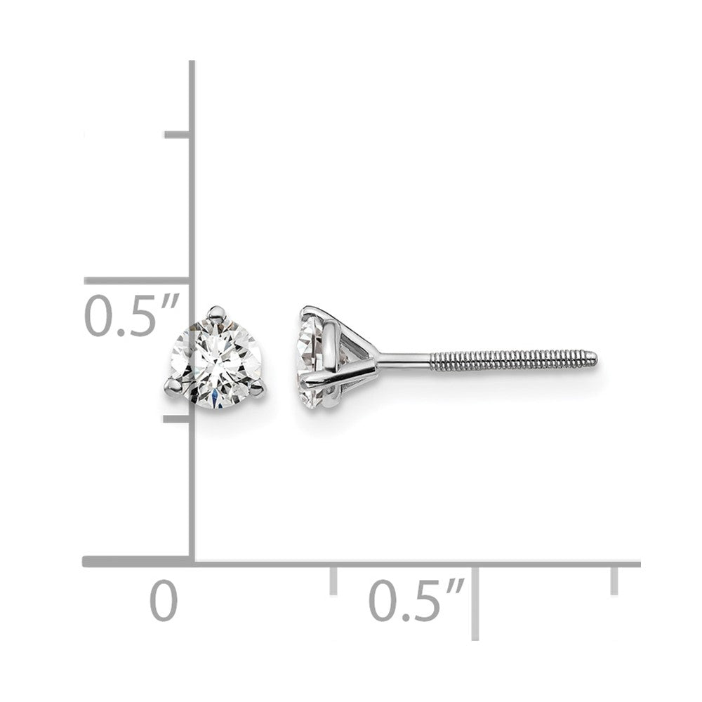 LGWE 14k White Gold 1/2 carat Lab Grown Diamond VS/SI+ G+ Round Complete Three Prong Screwback Stud Earrings