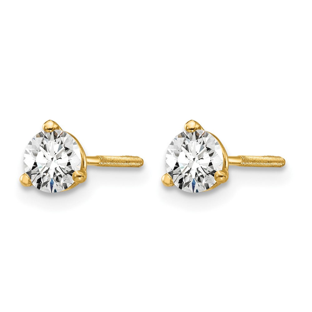 LGYE 14k 1/2 carat Lab Grown Diamond VS/SI+ G+ Round Complete Three Prong Screwback Stud Earrings