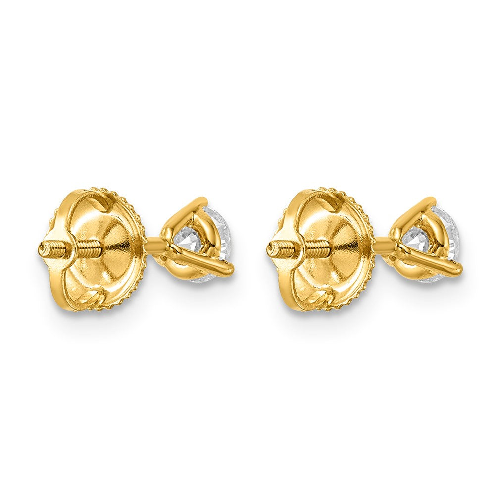 LGYE 14k 1/2 carat Lab Grown Diamond VS+ F+ Round Complete Three Prong Screwback Stud Earrings