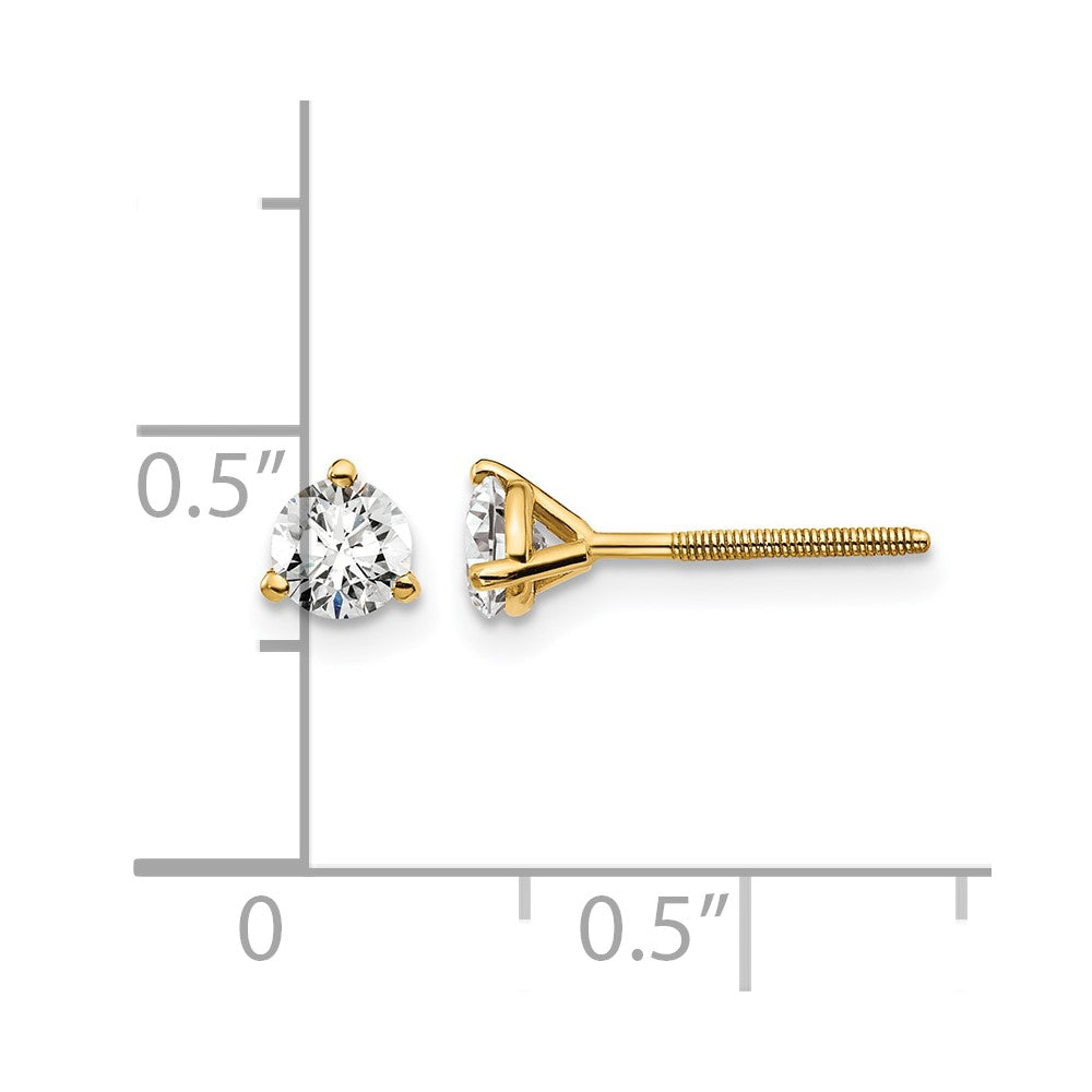 LGYE 14k 1/2 carat Lab Grown Diamond VS+ F+ Round Complete Three Prong Screwback Stud Earrings