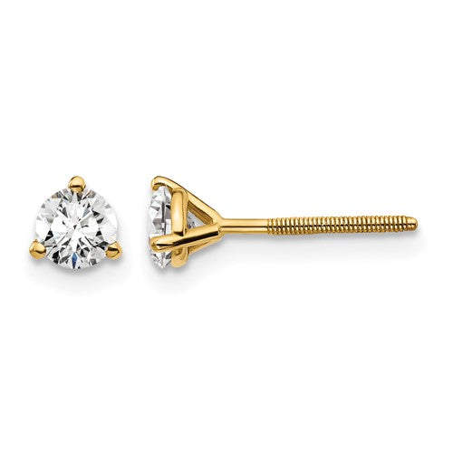 LGYE 14k 1/2 carat Lab Grown Diamond VS+ F+ Round Complete Three Prong Screwback Stud Earrings