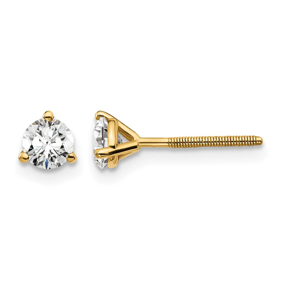 LGYE 14k 1/2 carat Lab Grown Diamond VS+ F+ Round Complete Three Prong Screwback Stud Earrings