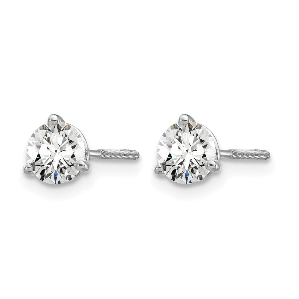 LGWE 14k White Gold 5/8 carat Lab Grown Diamond VS/SI+ G+ Round Complete Three Prong Screwback Stud Earrings