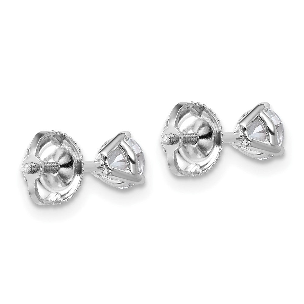 LGWE 14k White Gold 5/8 carat Lab Grown Diamond VS/SI+ G+ Round Complete Three Prong Screwback Stud Earrings