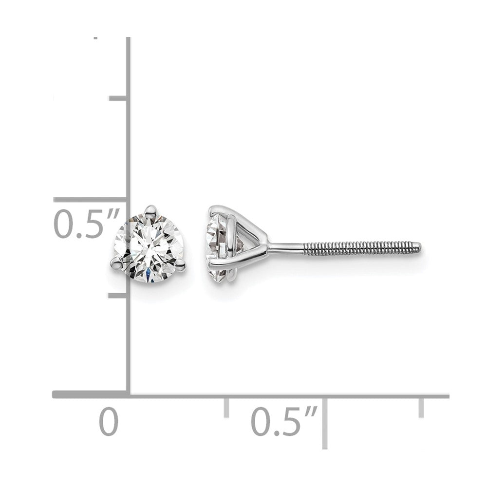 LGWE 14k White Gold 5/8 carat Lab Grown Diamond VS/SI+ G+ Round Complete Three Prong Screwback Stud Earrings