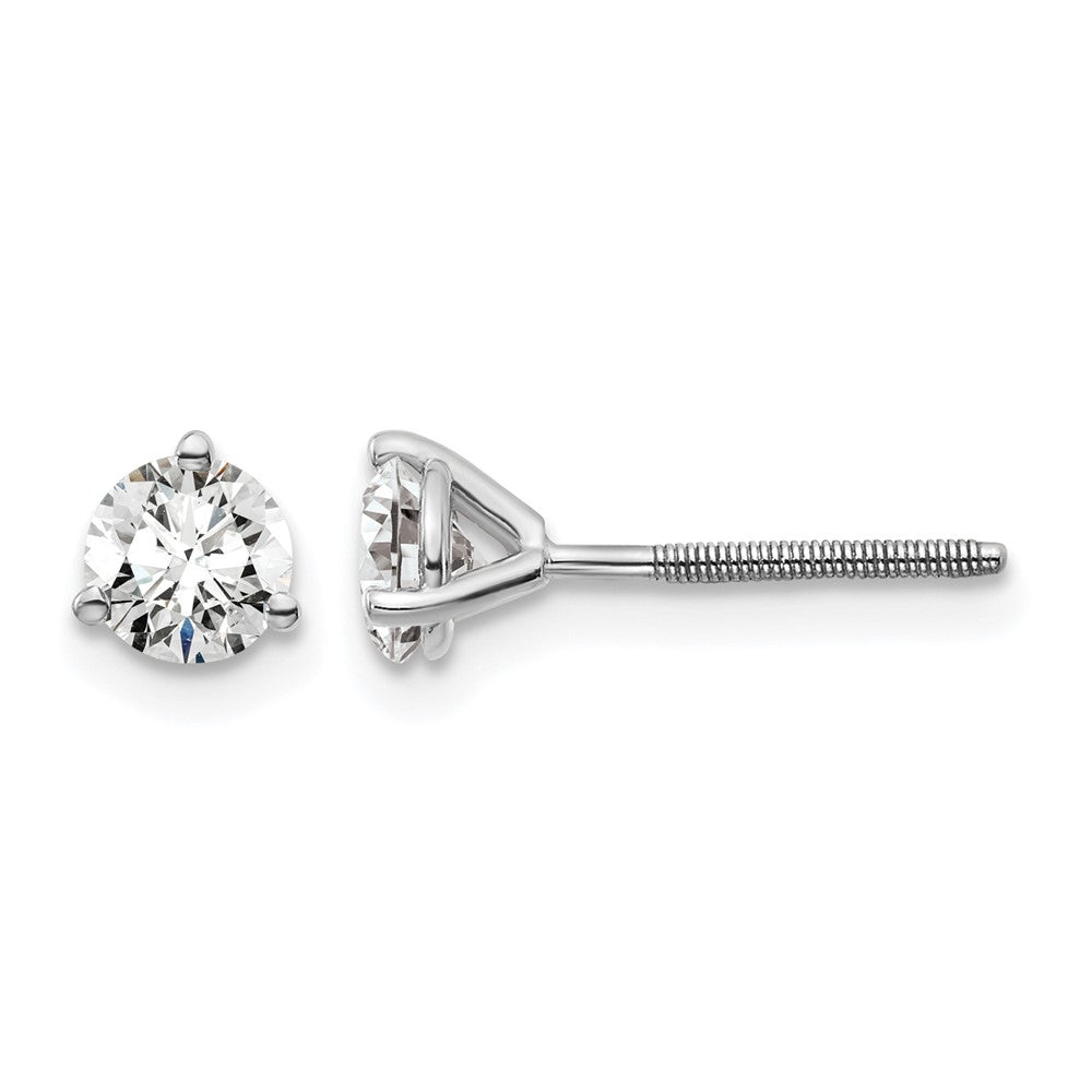 LGWE 14k White Gold 5/8 carat Lab Grown Diamond VS/SI+ G+ Round Complete Three Prong Screwback Stud Earrings