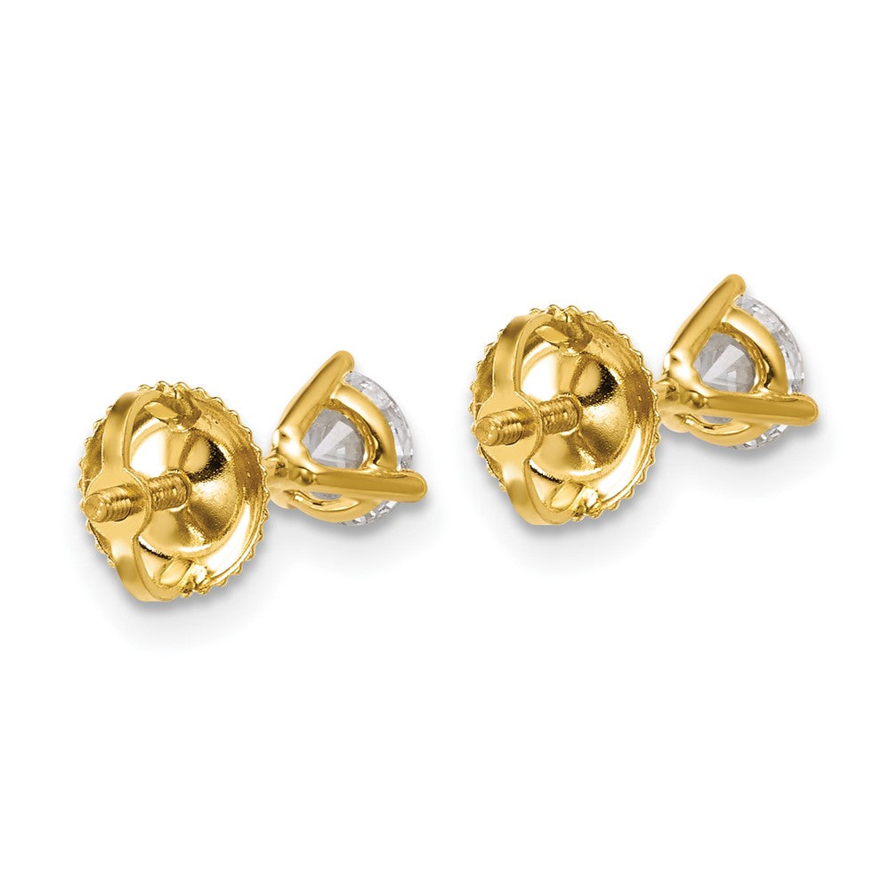 LGYE 14k 3/4 carat Lab Grown Diamond VS+ F+ Round Complete Three Prong Screwback Stud Earrings