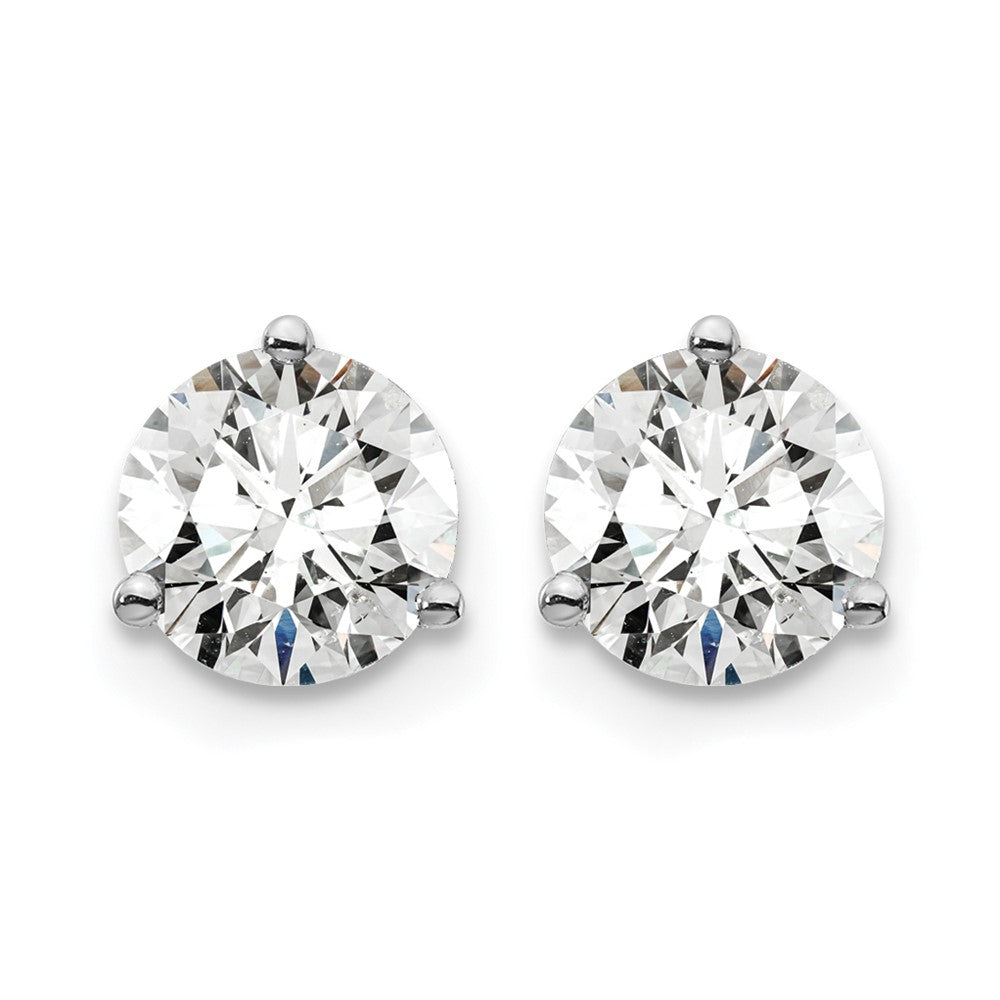 LGWE 14k White Gold 1 1/2 carat Lab Grown Diamond VS+ F+ Round Complete Three Prong Screwback Stud Earrings
