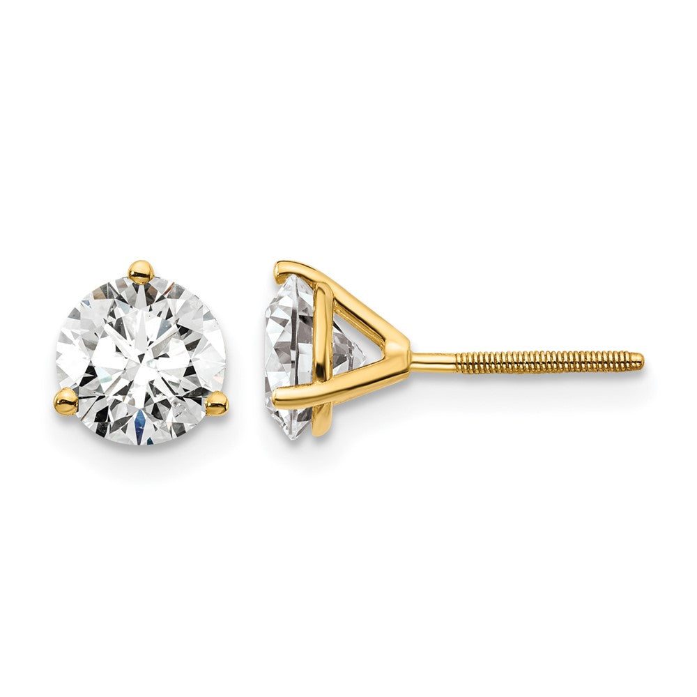 LGYE 14k 1 1/2 carat Lab Grown Diamond VS/SI+ G+ Round Complete Three Prong Screwback Stud Earrings