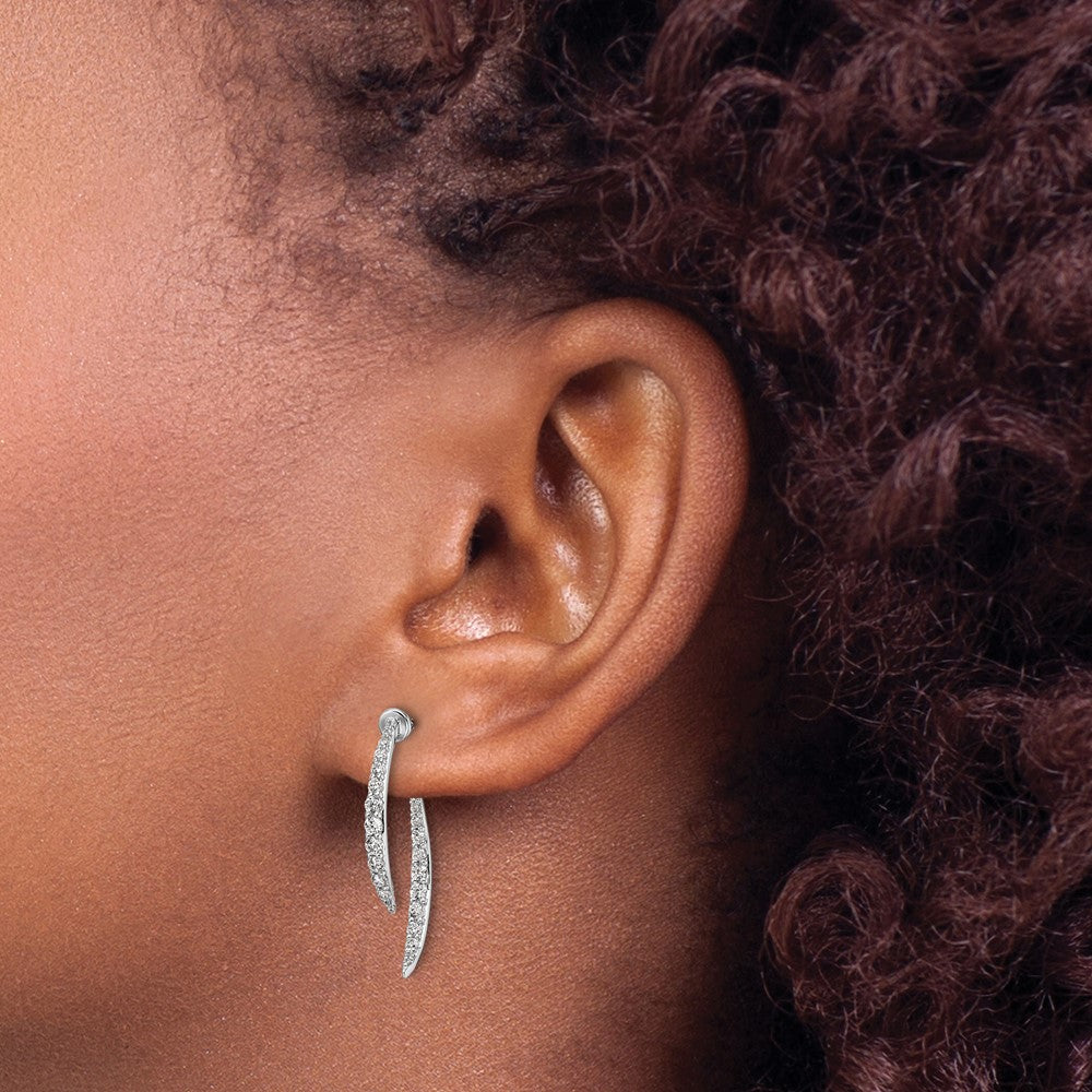 LGWE 14k White Gold 5/8 carat Lab Grown Diamond VS/SI+ G+ Front and Back Dangle Post Earrings