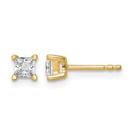LGYE 14k 1/2 carat Lab Grown Diamond VS+ F+ Princess Complete Four Prong Stud Earrings