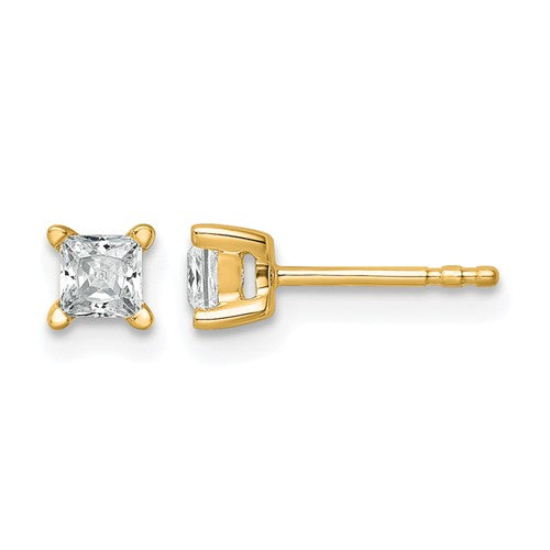 LGYE 14k 1/2 carat Lab Grown Diamond VS+ F+ Princess Complete Four Prong Stud Earrings