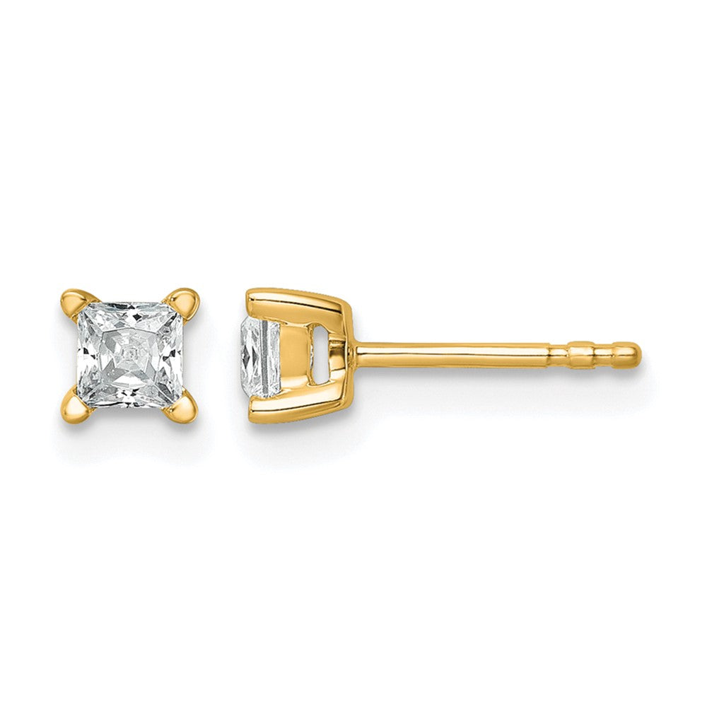 LGYE 14k 1/2 carat Lab Grown Diamond VS+ F+ Princess Complete Four Prong Stud Earrings
