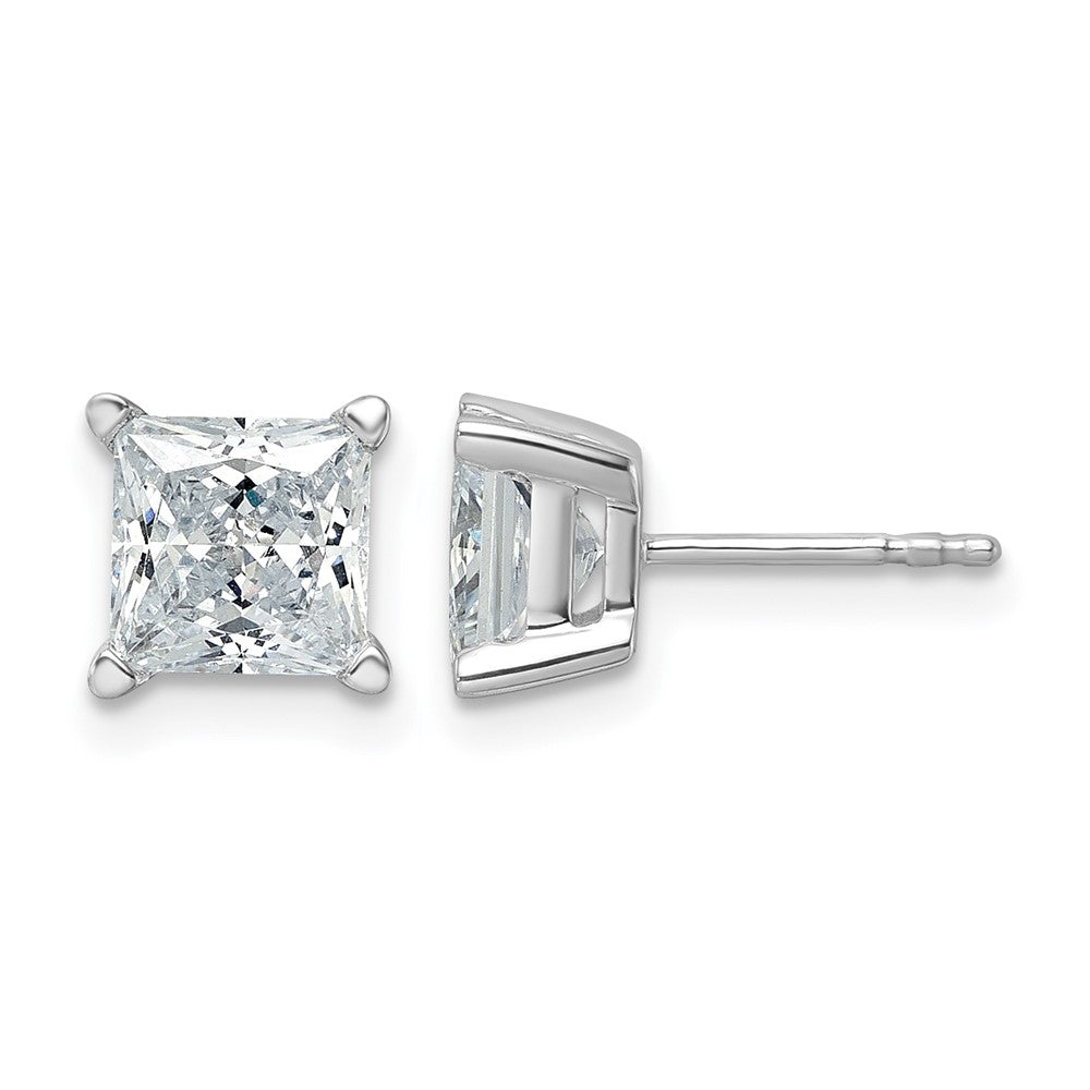 LGWE 14k White Gold 3 carat Certified Lab Grown Diamond VS+ F+ Princess Complete Four Prong Stud Earrings