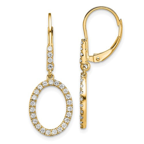 LGGE 14k 1/2 carat Lab Grown Diamond VS/SI+ G+ Complete Dangle Oval Leverback Earrings