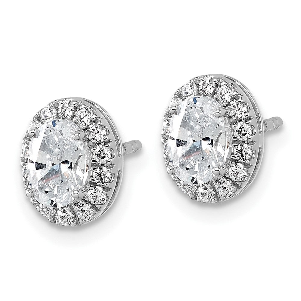 LGWE 14k White Gold 1/4 carat Lab Grown Diamond VS/SI+ G+ Semi-Mount Oval Halo Earrings