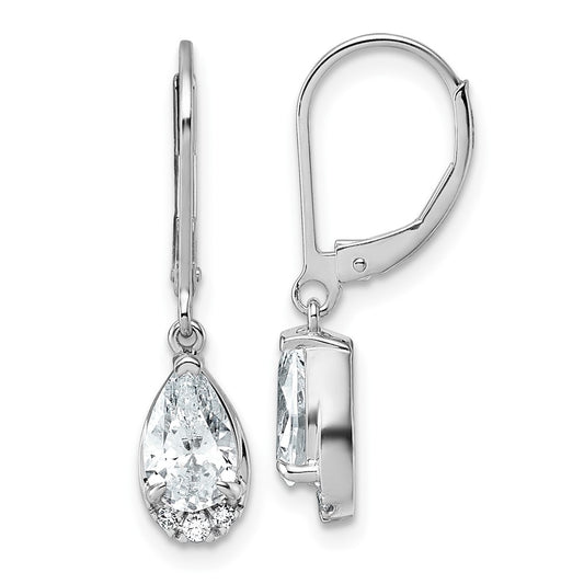 LGWE 14K White Gold 1 3/4 carat Lab Grown Diamond VS+ F+ Complete Leverback Earrings