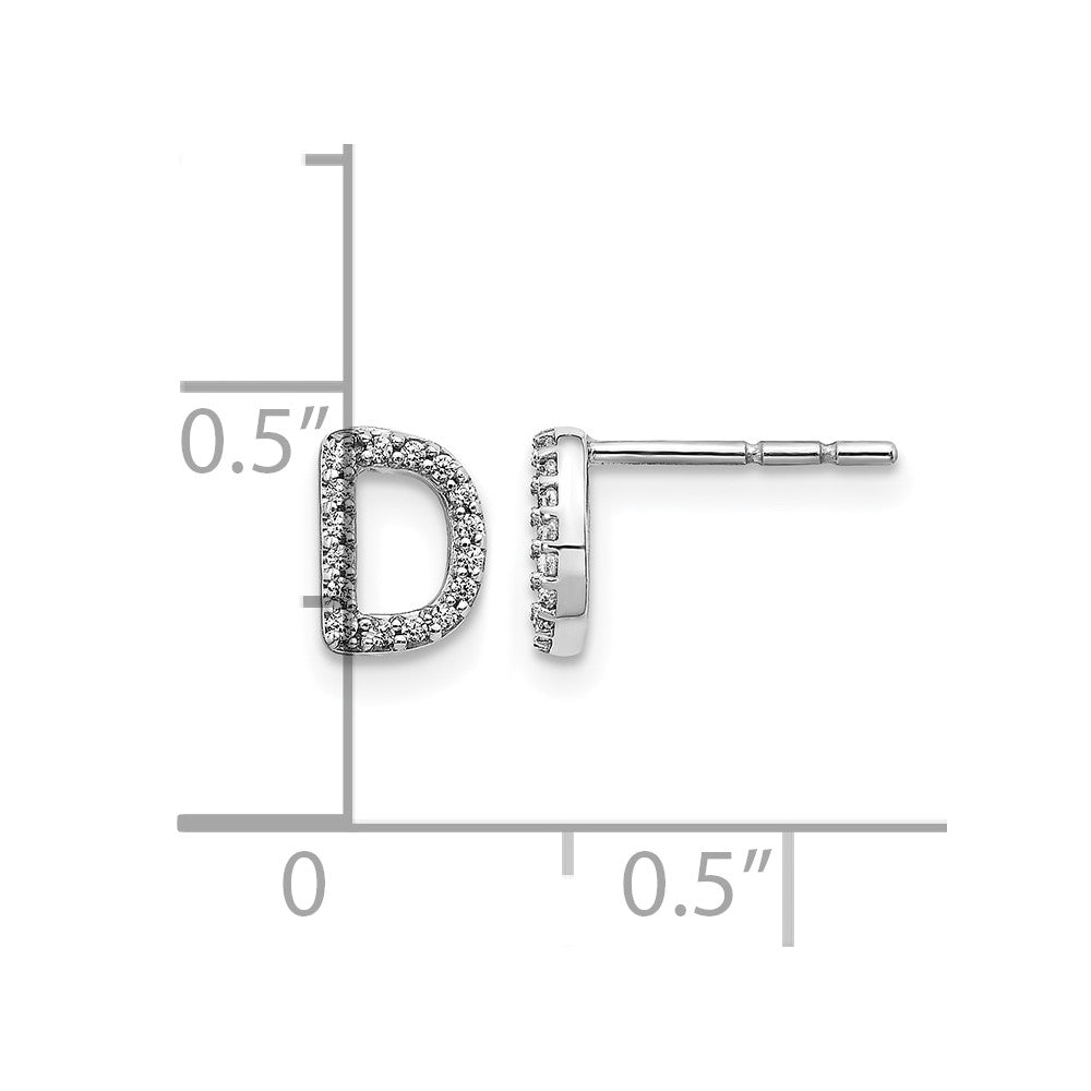 LGWE 14K White Gold Lab Grown VS/SI+ G+ Dia Letter D Initial Post Earrings