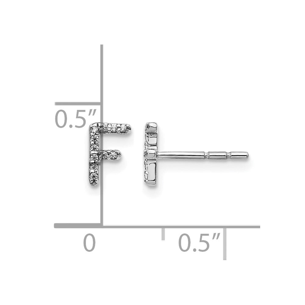LGWE 14K White Gold Lab Grown VS/SI+ G+ Dia Letter F Initial Post Earrings