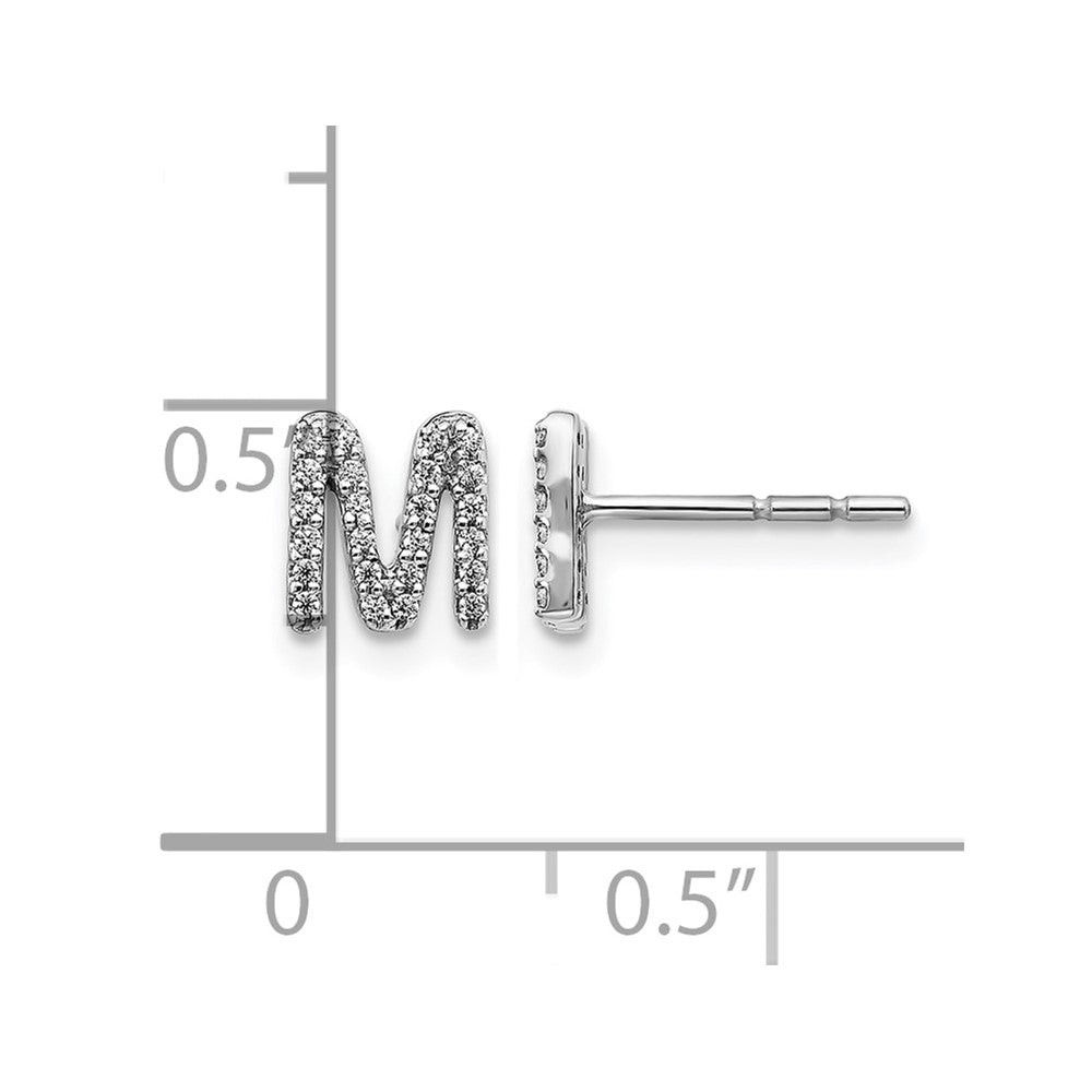 LGWE 14K White Gold Lab Grown VS/SI FGH Dia Letter M Initial Post Earrings