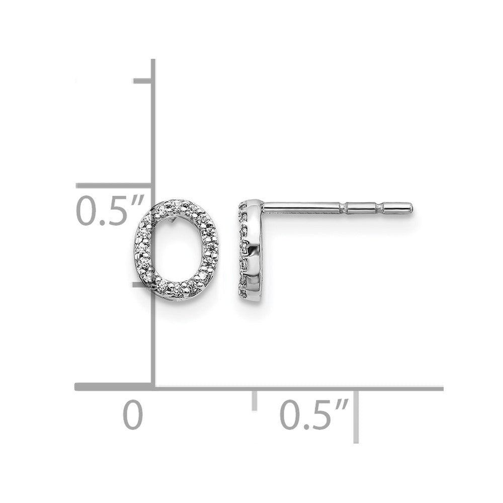 LGWE 14K White Gold Lab Grown VS/SI+ G+ Dia Letter O Initial Post Earrings