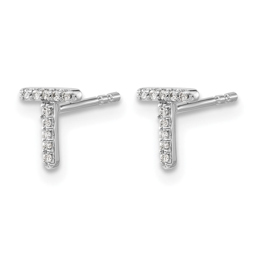 LGWE 14K White Gold Lab Grown VS/SI+ G+ Dia Letter T Initial Post Earrings