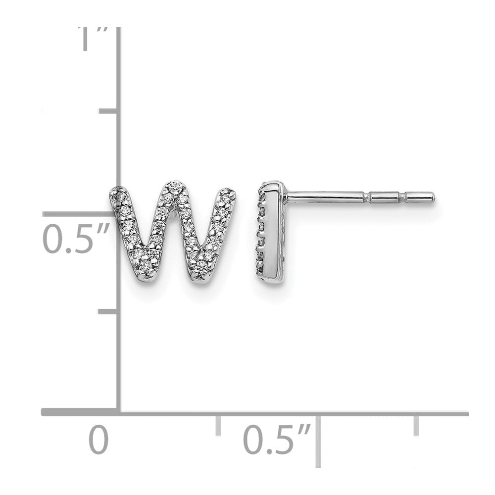 LGWE 14K White Gold Lab Grown VS/SI+ G+ Dia Letter W Initial Post Earrings