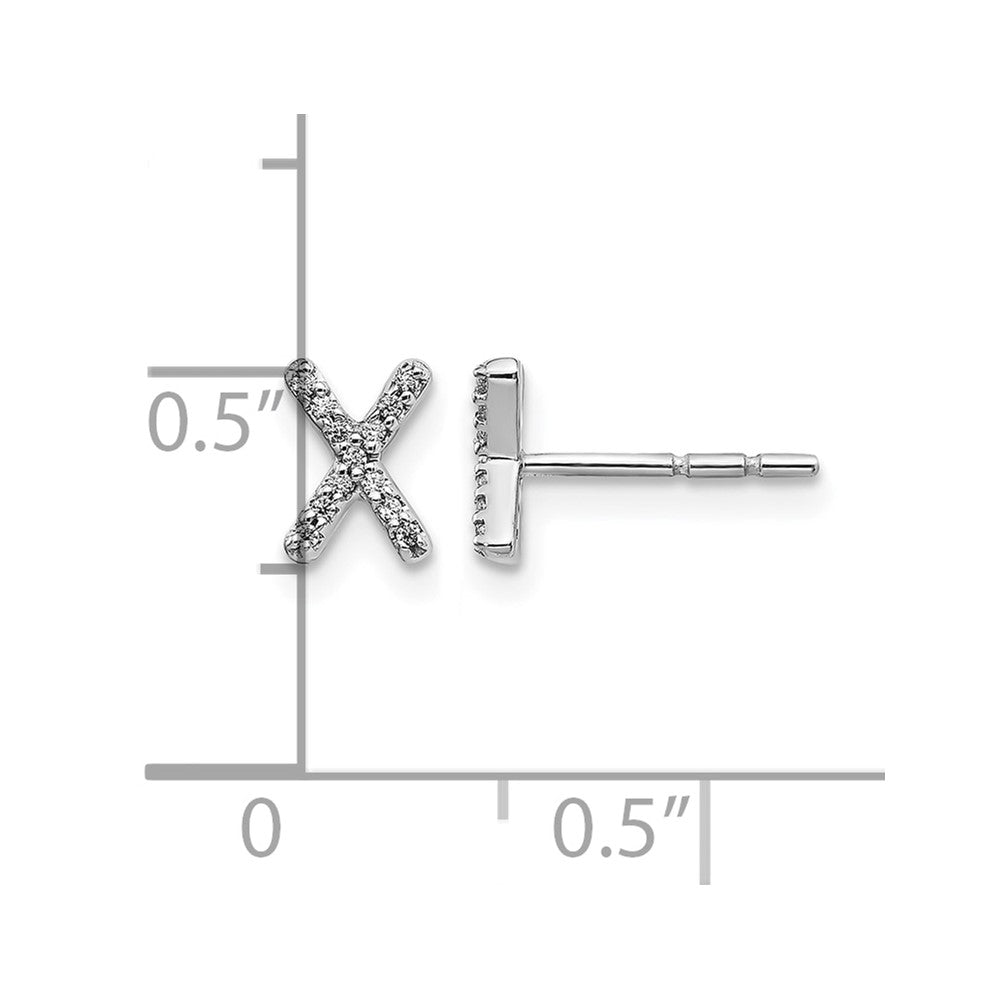 LGWE 14K White Gold Lab Grown VS/SI+ G+ Dia Letter X Initial Post Earrings