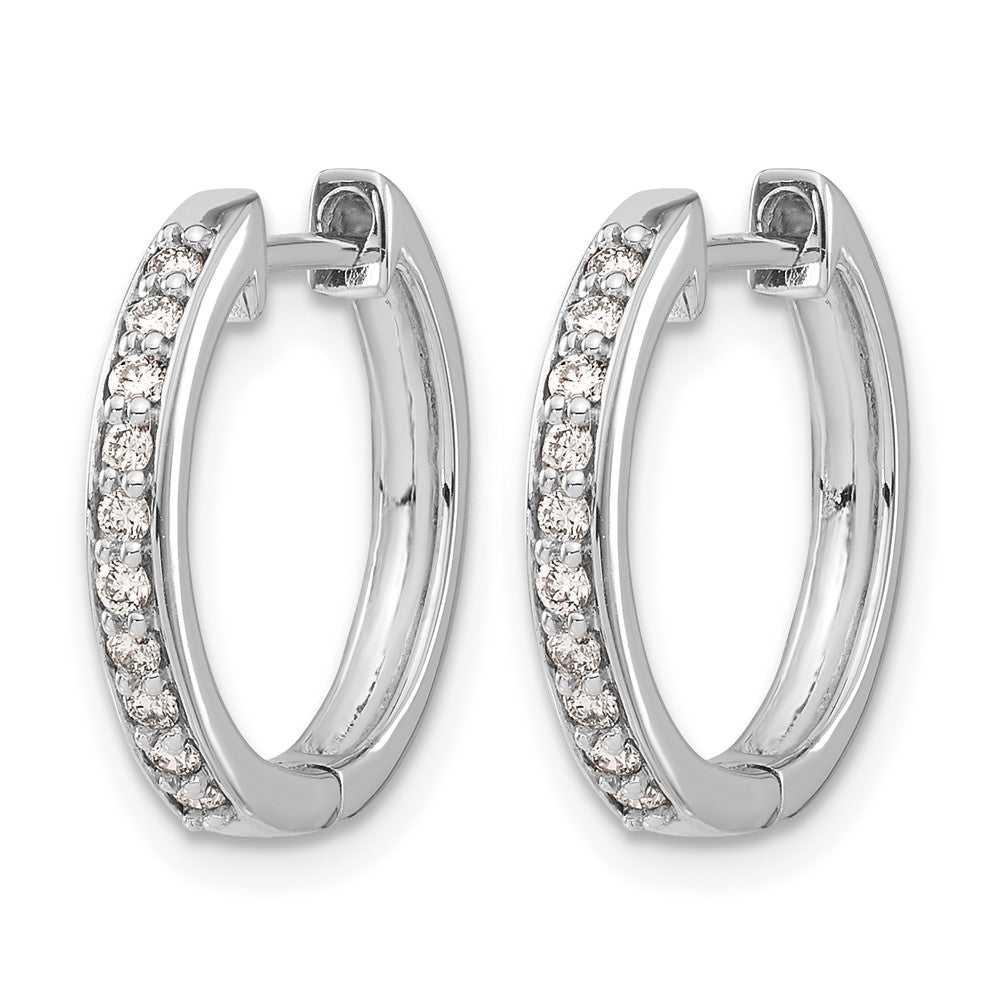 LGWE 14k White Gold 1/4 carat Lab Grown Diamond VS/SI+ G+ Complete Hinged Hoop Earrings